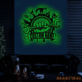 Personalized Garage Metal Sign with Led Light Custom Name Garage Decor Man Cave Sign Workshop Sign Wall Art For Dad Dad